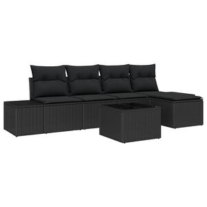 vidaXL Ensemble de canap&eacute; de jardin avec coussin 5 pcs Noir polyrotin