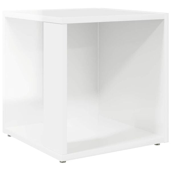 vidaXL Table d'appoint Blanc brillant 33x33x34,5 cm Agglom&eacute;r&eacute;