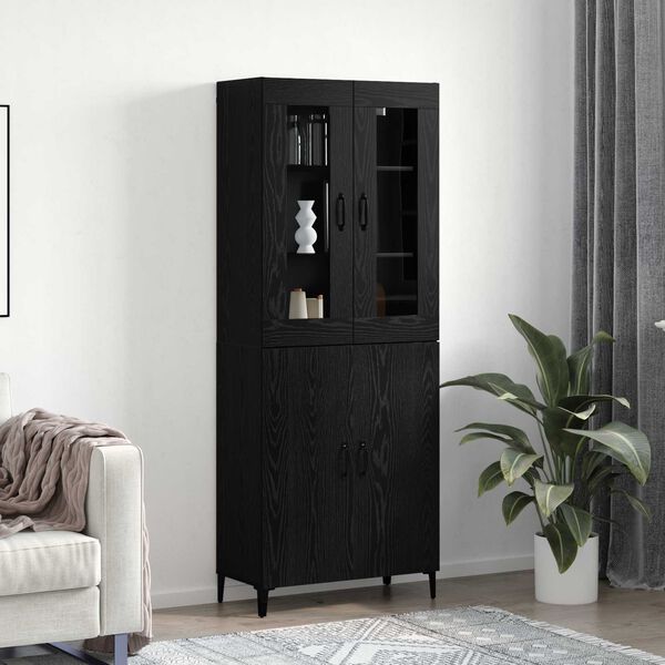 vidaXL Haut Armoire 2 pcs Ch&ecirc;ne noir Bois d'ing&eacute;nierie