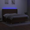 vidaXL Sommier &agrave; lattes de lit matelas et LED Marron fonc&eacute; 160x200 cm