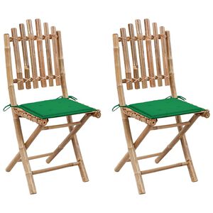 vidaXL Chaises pliantes (lot de 2) avec coussins en bambou
