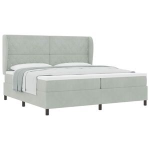 vidaXL Lit &agrave; ressorts avec matelas Gris clair 200 x 200 cm Polyester