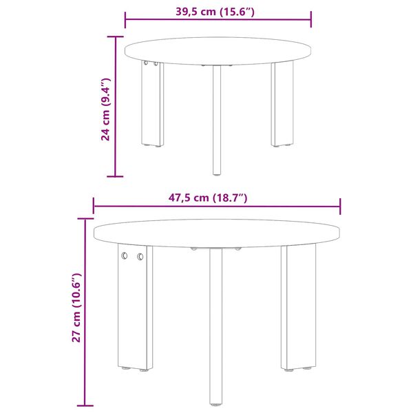 vidaXL Table basse 2 pcs Naturel Bois de pin massif