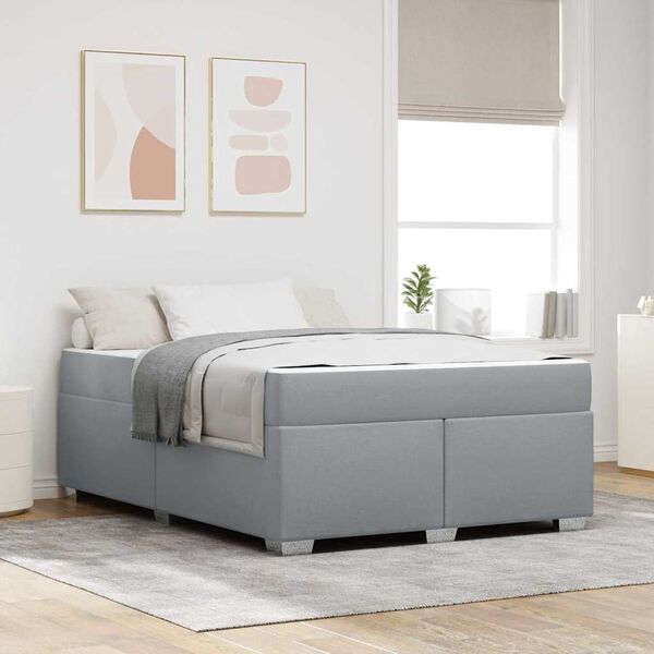 vidaXL Cadre de lit avec matelas Gris clair 160 x 200 cm tissu