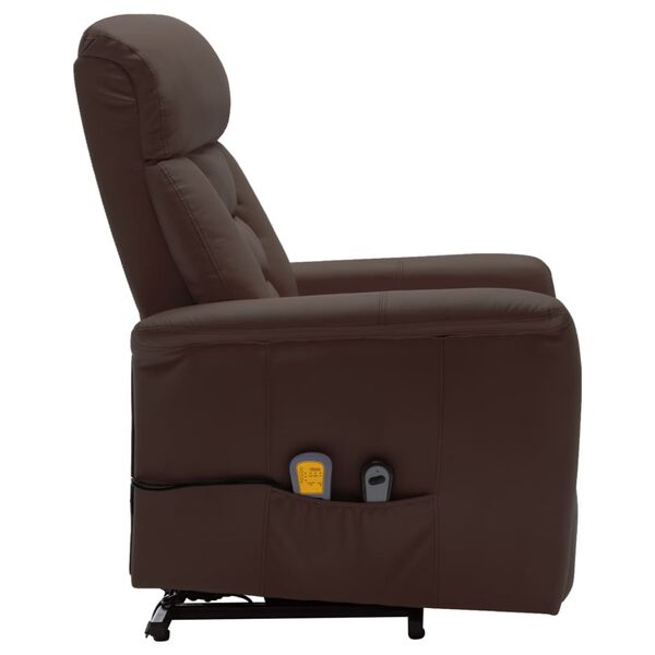 vidaXL Fauteuil de massage Marron Similicuir