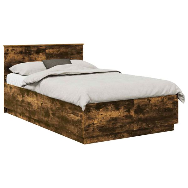 vidaXL Cadre de lit Ch&ecirc;ne fum&eacute; 135 x 190 cm Bois d'ing&eacute;nierie