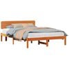 vidaXL Cadre de lit avec t&ecirc;te de lit Brun cire 200 x 200 cm Pin massif