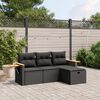 vidaXL Salon de jardin 4 pcs avec coussins noir r&eacute;sine tress&eacute;e