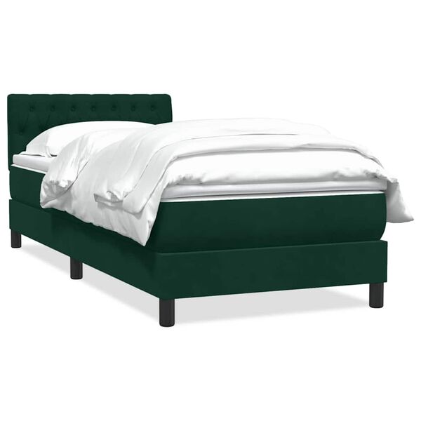 vidaXL Sommier &agrave; lattes de lit et matelas vert fonc&eacute; 90x220 cm velours