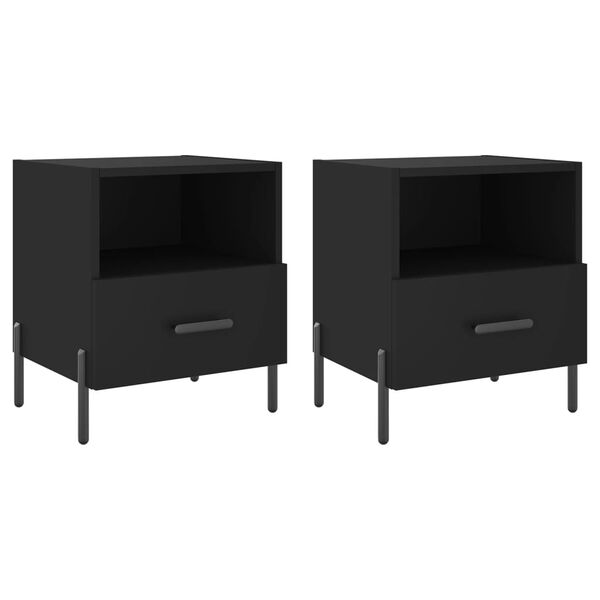 vidaXL Tables de chevet 2 pcs noir 40x35x47,5 cm bois d&rsquo;ing&eacute;nierie
