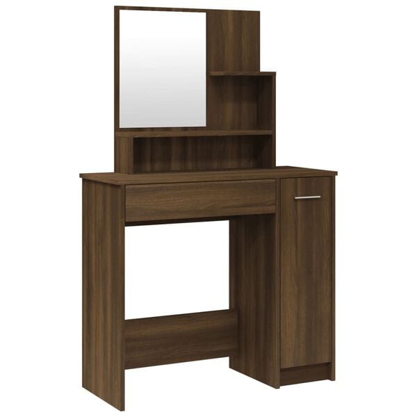 vidaXL Coiffeuse avec miroir Ch&ecirc;ne marron 86,5x35x136 cm