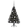 vidaXL Sapin de No&euml;l artificiel pr&eacute;-&eacute;clair&eacute; Noir 120 cm PVC