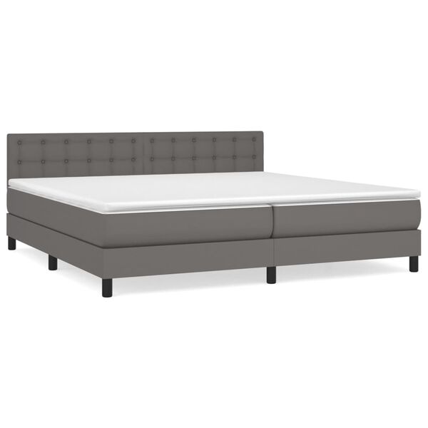 vidaXL Sommier &agrave; lattes de lit avec matelas Gris 200x200 cm Similicuir