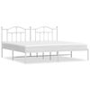 vidaXL Cadre de lit m&eacute;tal sans matelas et t&ecirc;te de lit blanc 200x200 cm