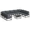 vidaXL Ensemble de canap&eacute; de jardin avec coussin 10 pcs Noir Aluminium