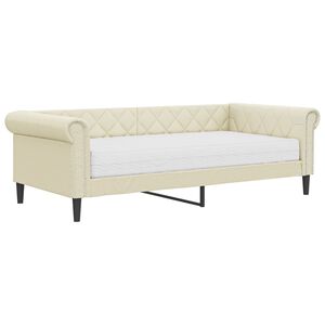 vidaXL Lit de jour avec matelas cr&egrave;me 90x200 cm similicuir