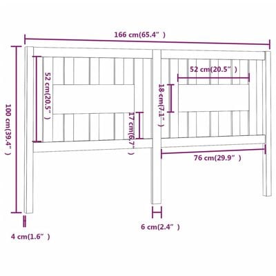 vidaXL Tête de lit Marron miel 166x4x100 cm Bois massif de pin