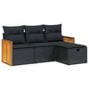 vidaXL Salon de jardin 4 pcs avec coussins noir r&eacute;sine tress&eacute;e