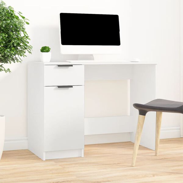 vidaXL Bureau Blanc 100x50x75 cm Bois d'ing&eacute;nierie