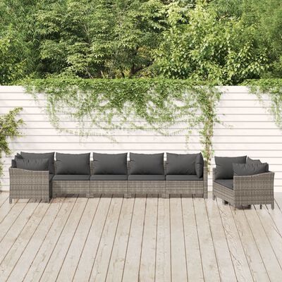 vidaXL Salon de jardin 8 pcs avec coussins Gris Résine tressée