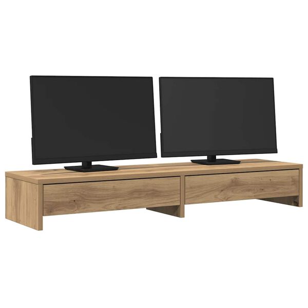 vidaXL Support de moniteur et tiroirs chêne artisanal bois ingénierie