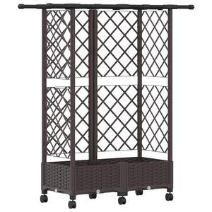 vidaXL Lit &Eacute;lev&eacute; avec Treillis et Toit Marron 124 x 40 x 127 cm PP