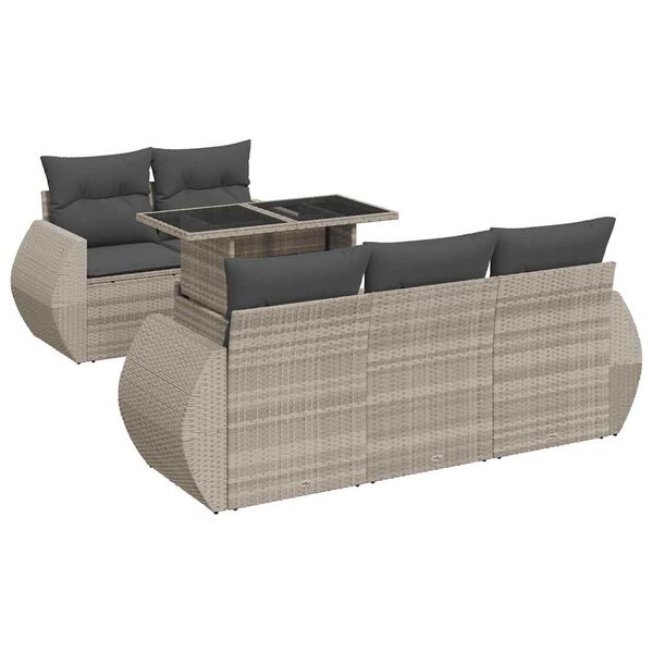 vidaXL Salon de jardin 6 pcs avec coussins gris clair r&eacute;sine tress&eacute;e