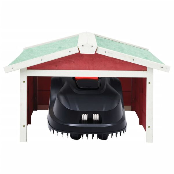 vidaXL Garage de tondeuse &agrave; gazon 72x87x50 cm Rouge et blanc Sapin