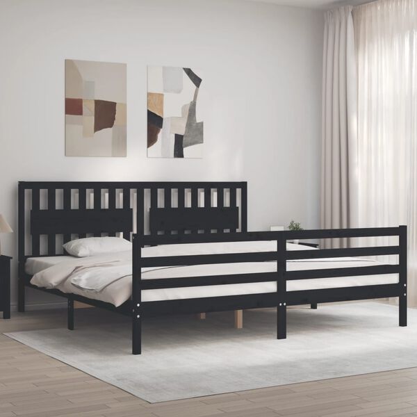 vidaXL Cadre de lit sans matelas noir 200x200 cm bois massif