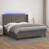 vidaXL Sommier &agrave; lattes de lit matelas LED Gris 160x200 cm Similicuir
