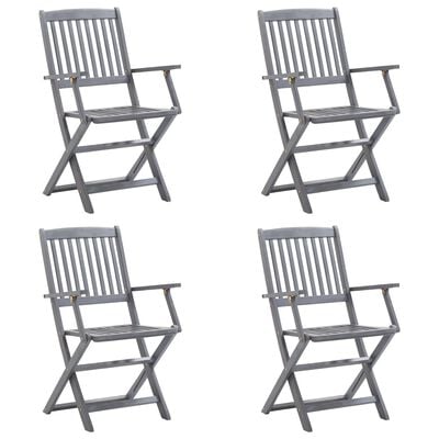 vidaXL Chaises pliables d'extérieur lot de 4 et coussins Bois d'acacia