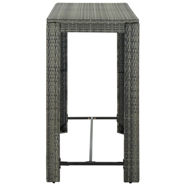 vidaXL Table de bar de jardin Gris 140,5x60,5x110,5 cm Résine tressée