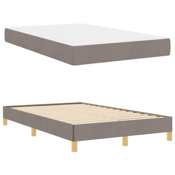 vidaXL Lit &agrave; ressorts avec matelas Taupe 120 x 200 cm tissu