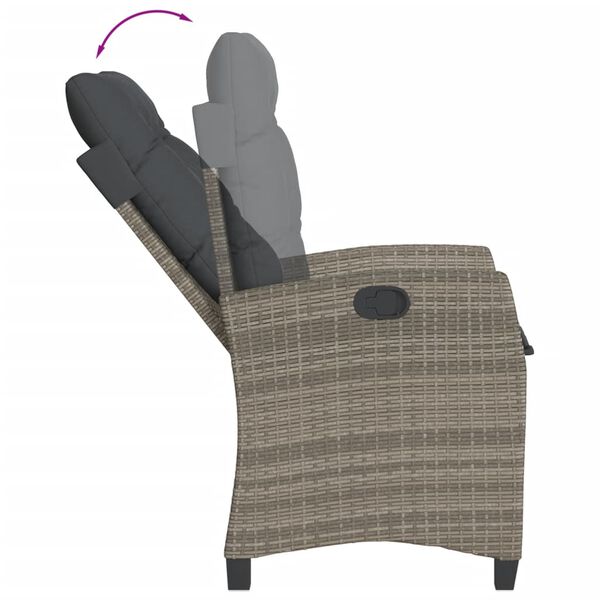 vidaXL Ensemble &agrave; manger de jardin 5 pcs coussins gris r&eacute;sine tress&eacute;e