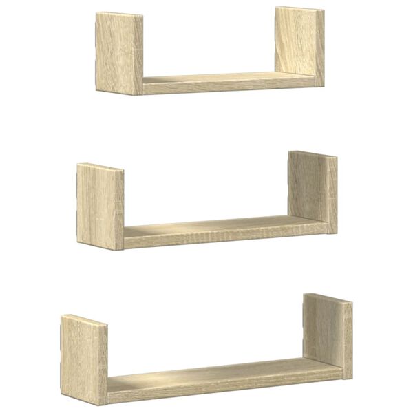 vidaXL Étagères murales 3 pcs chêne sonoma bois d'ingénierie