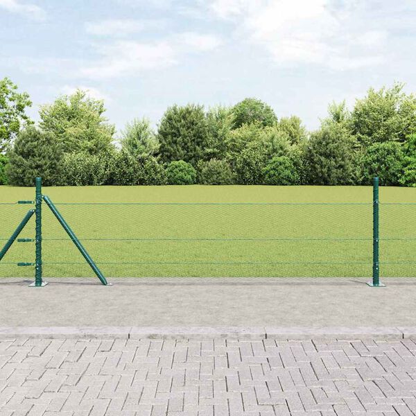 vidaXL Cl&ocirc;ture avec poteaux Vert 0.5 x 50 m Acier recouvert de PVC