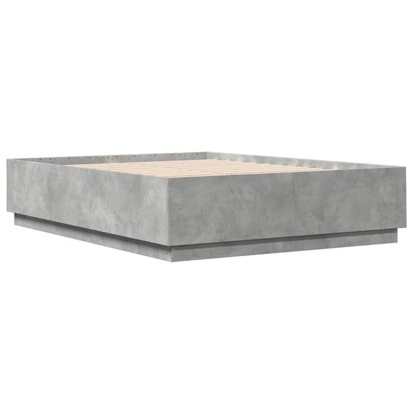 vidaXL Cadre de lit avec LED sans matelas gris b&eacute;ton 120x200 cm