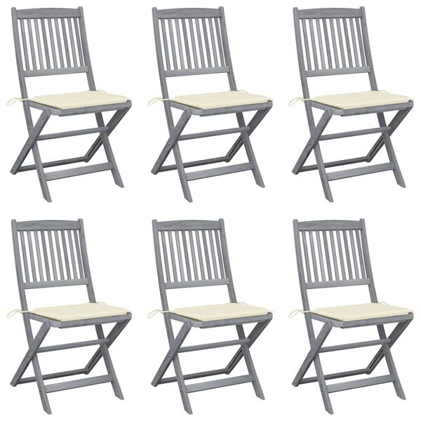 vidaXL Chaises pliables d'ext&eacute;rieur lot de 6 et coussins Bois d'acacia