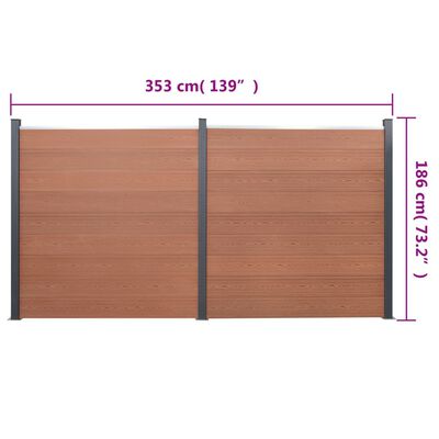 vidaXL Ensemble de panneaux de clôture marron 353x186 cm WPC