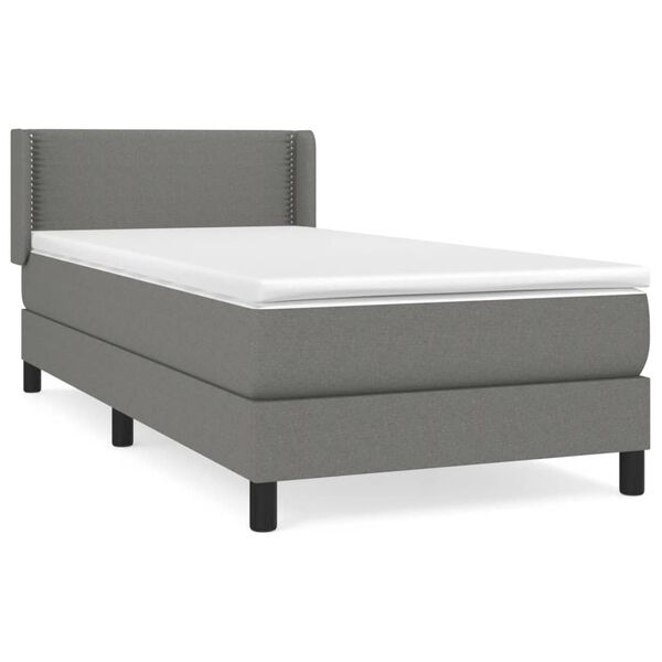 vidaXL Sommier &agrave; lattes de lit avec matelas Gris fonc&eacute; 90x200 cm Tissu