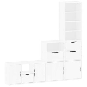 vidaXL Meubles TV 4 pcs avec rangement ODDA blanc bois de pin massif