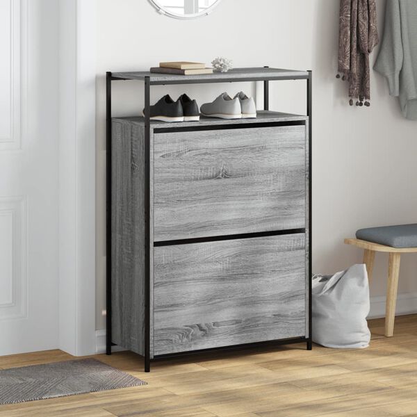 vidaXL Armoire &agrave; chaussures sonoma gris 75x34x112 cm bois d'ing&eacute;nierie