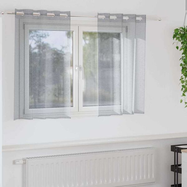 vidaXL Rideau en Voile 2 pcs Gris fonc&eacute; 140 x 140 cm Polyester