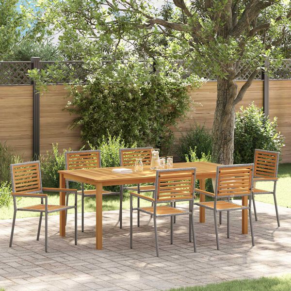 vidaXL Ensemble de salle &agrave; manger pour jardin 7 pcs Gris