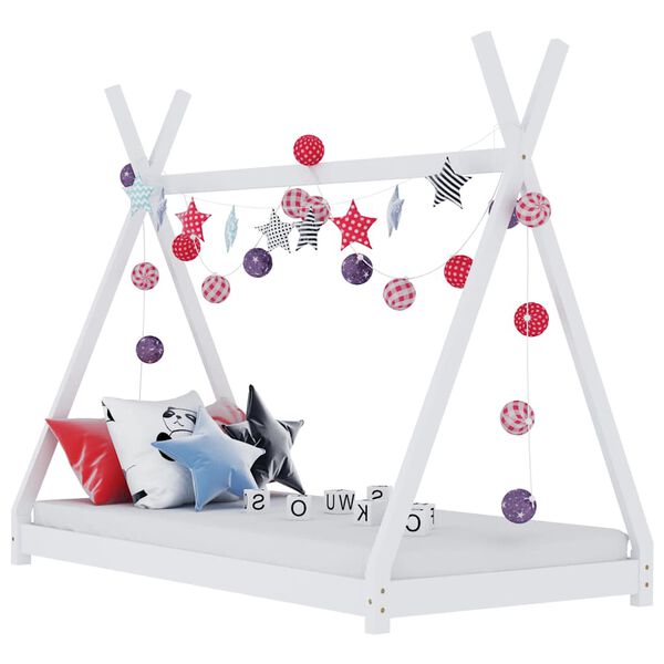 vidaXL Cadre de lit d'enfant Blanc Bois de pin massif 80x160 cm