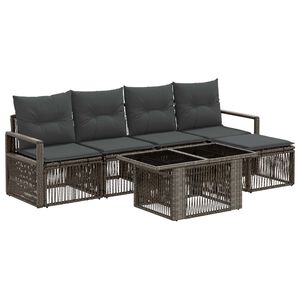 vidaXL Ensemble de canap&eacute; de jardin 6 pc Gris et Gris fonc&eacute; polyrotin