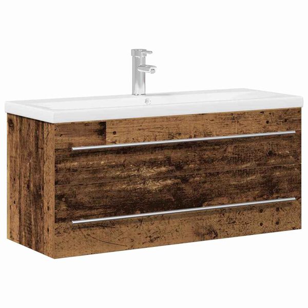 vidaXL Meuble de Lavabo de Salle de Bain avec tiroir 2 pcs Bois Ancien