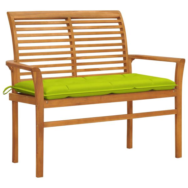 vidaXL Banc de jardin avec coussin vert vif 112 cm Bois de teck massif