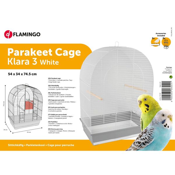 FLAMINGO Cage &agrave; perruches Klara 3 54x34x74,5 cm Blanc