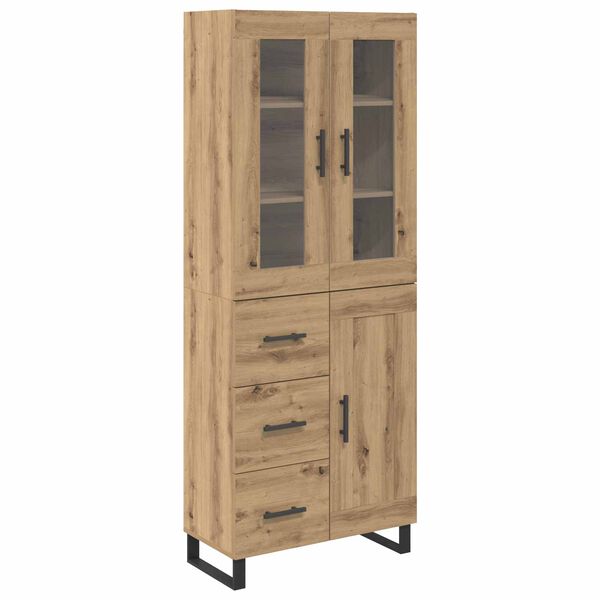 vidaXL Haut Armoire 2 pcs Ch&ecirc;ne artisanal Bois Agglom&eacute;r&eacute; et Verre